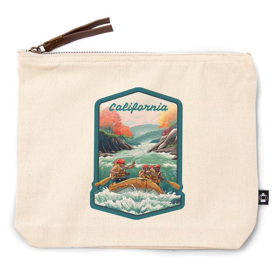 California, Seek Adventure, River Rafting,, Organic Cotton Zipper Pouch, Go Bag Totes Lantern Press 