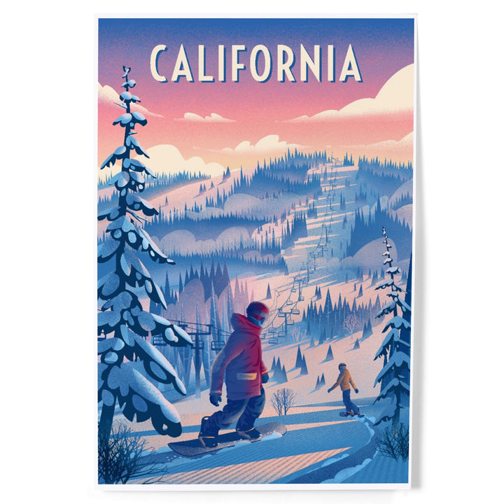 California, Shred the Gnar, Snowboarding, Art & Giclee Prints Art Lantern Press 12 x 18 Art Print 