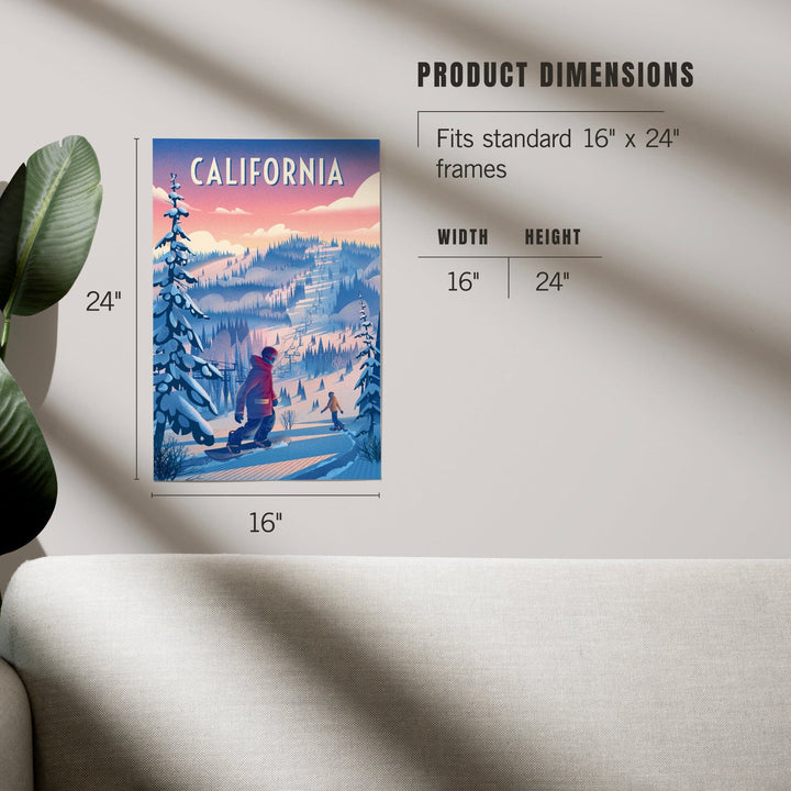 California, Shred the Gnar, Snowboarding, Art & Giclee Prints Art Lantern Press 