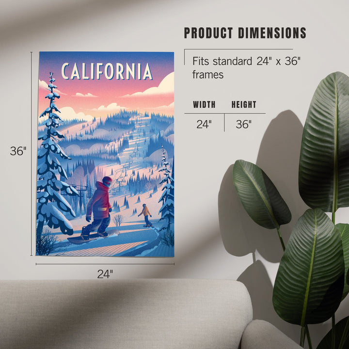 California, Shred the Gnar, Snowboarding, Art & Giclee Prints Art Lantern Press 
