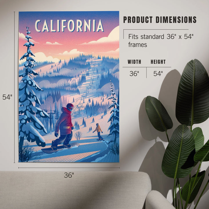 California, Shred the Gnar, Snowboarding, Art & Giclee Prints Art Lantern Press 
