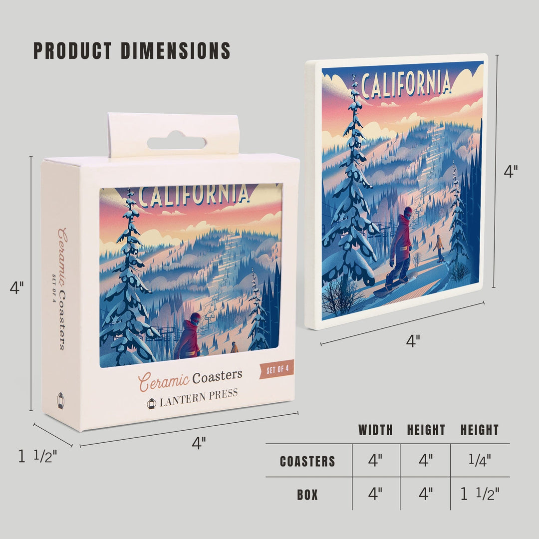 California, Shred the Gnar, Snowboarding, Coasters Coasters Lantern Press 