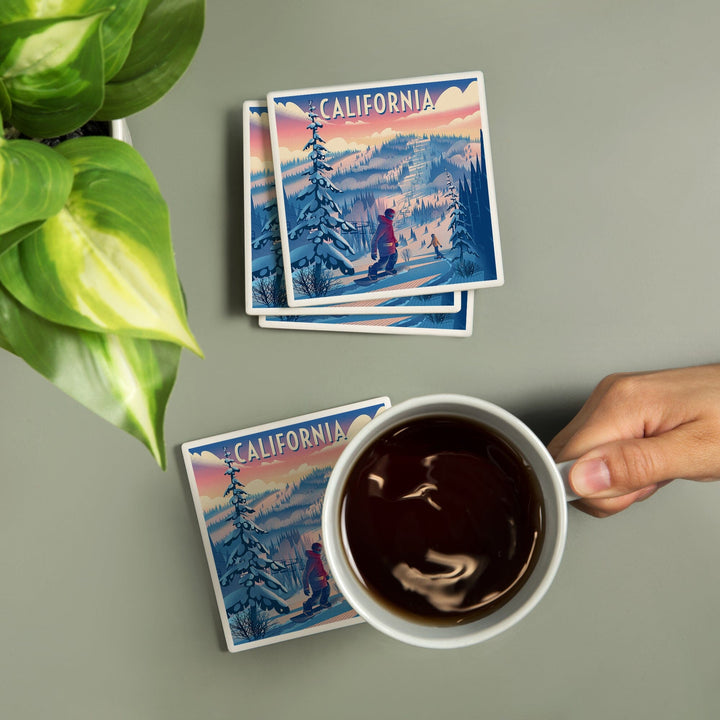 California, Shred the Gnar, Snowboarding, Coasters Coasters Lantern Press 