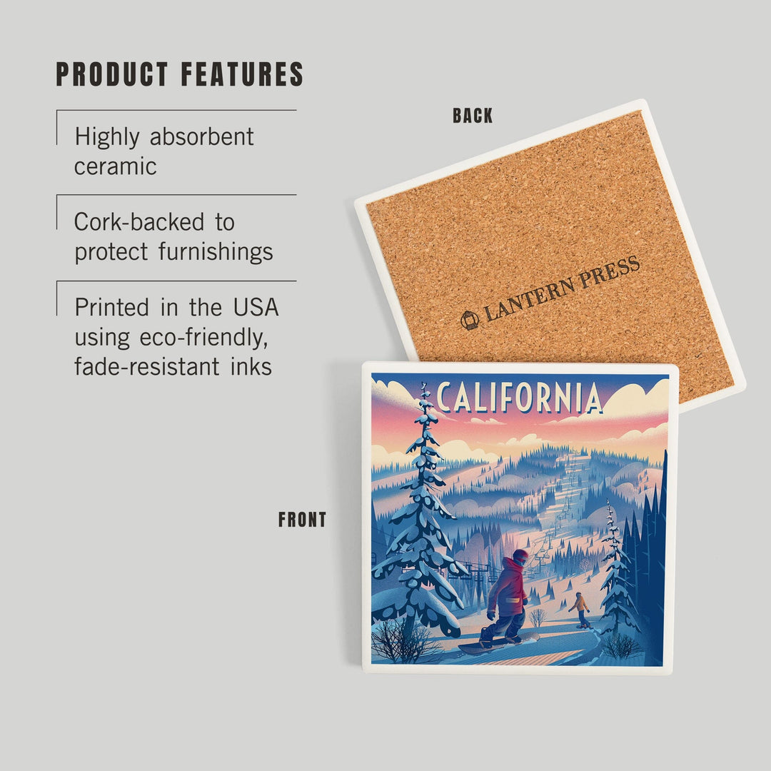 California, Shred the Gnar, Snowboarding, Coasters Coasters Lantern Press 