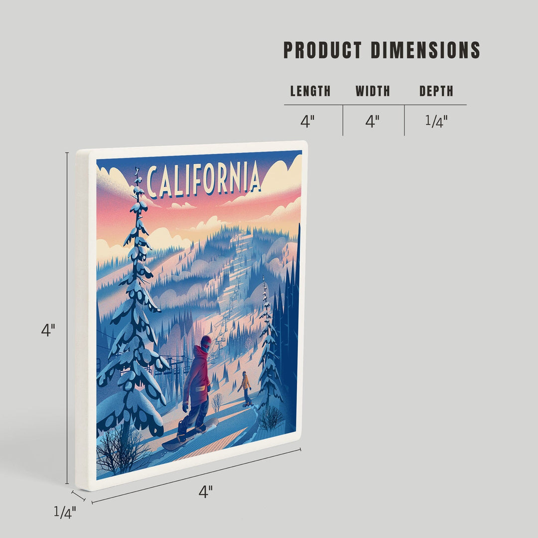 California, Shred the Gnar, Snowboarding, Coasters Coasters Lantern Press 