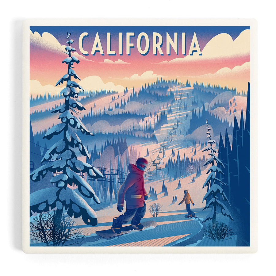 California, Shred the Gnar, Snowboarding, Coasters Coasters Lantern Press 