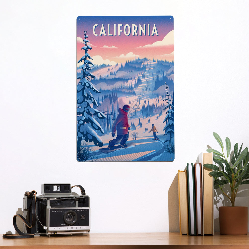 California, Shred the Gnar, Snowboarding, Metal Signs Metal Lantern Press 