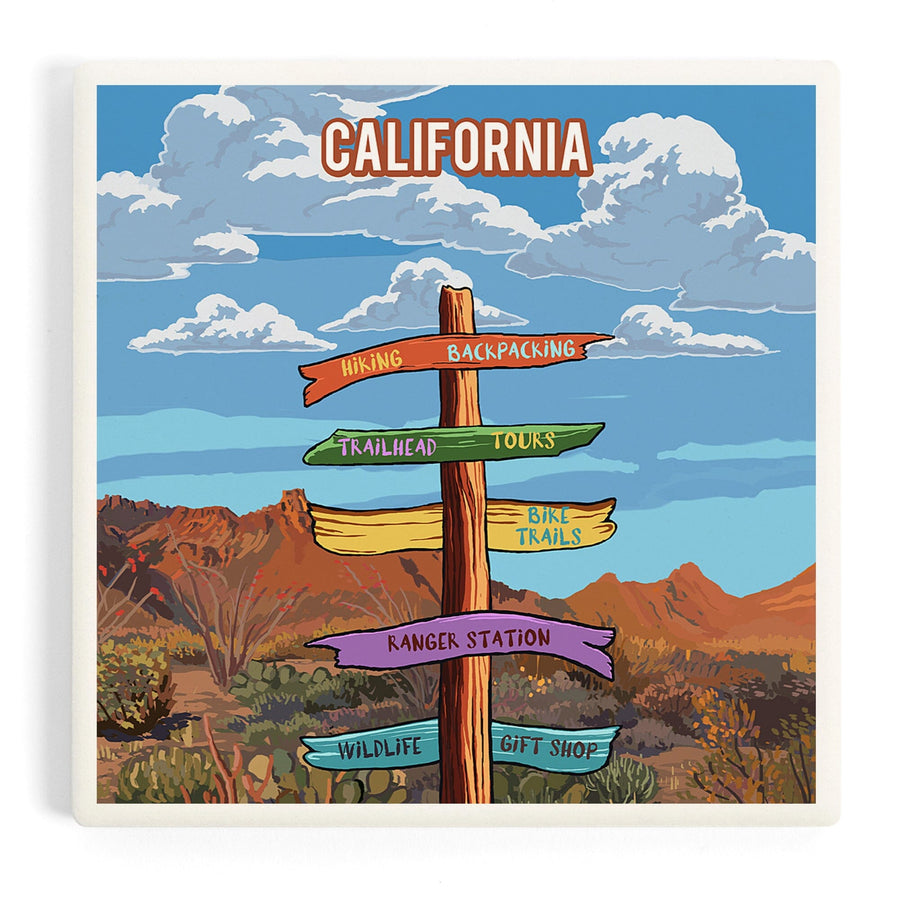 California, Signpost, Desert, Coasters Coasters Lantern Press 