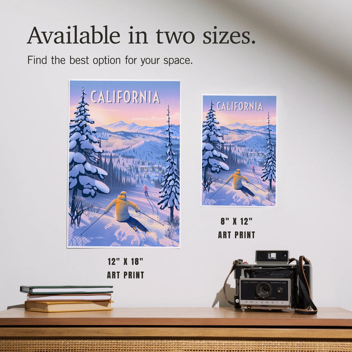 California, Ski for Miles, Skiing, Art & Giclee Prints Art Lantern Press 