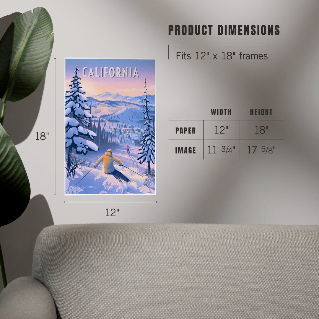 California, Ski for Miles, Skiing, Art & Giclee Prints Art Lantern Press 