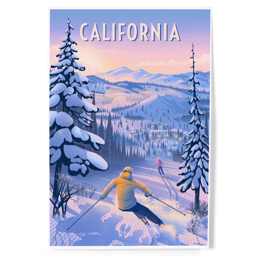 California, Ski for Miles, Skiing, Art & Giclee Prints Art Lantern Press 