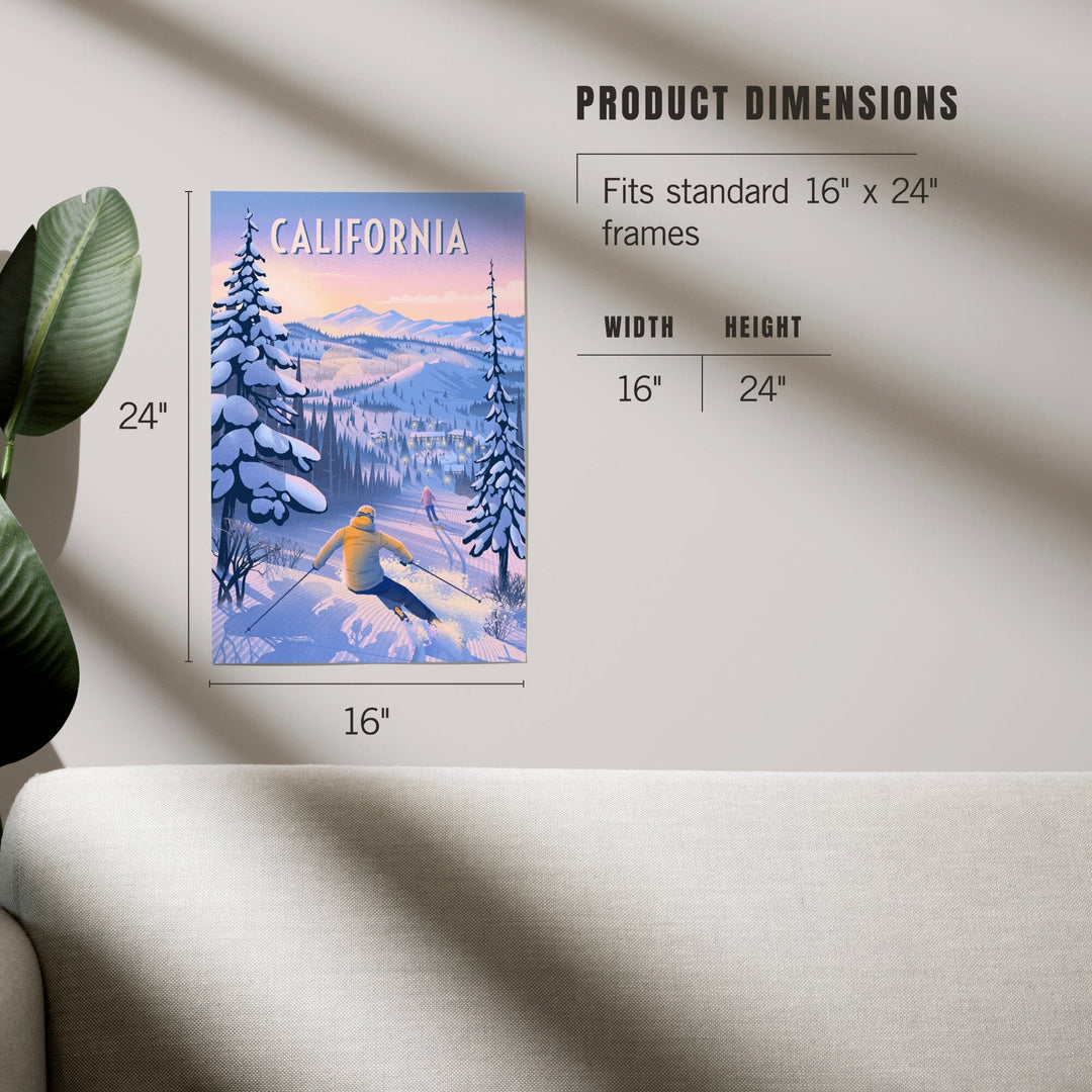 California, Ski for Miles, Skiing, Art & Giclee Prints Art Lantern Press 