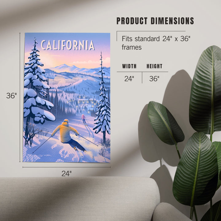 California, Ski for Miles, Skiing, Art & Giclee Prints Art Lantern Press 