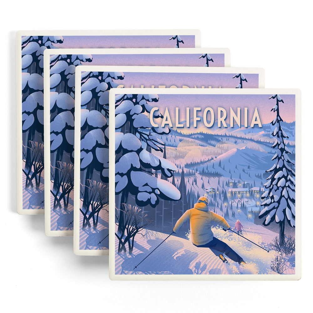California, Ski for Miles, Skiing, Coasters Coasters Lantern Press 