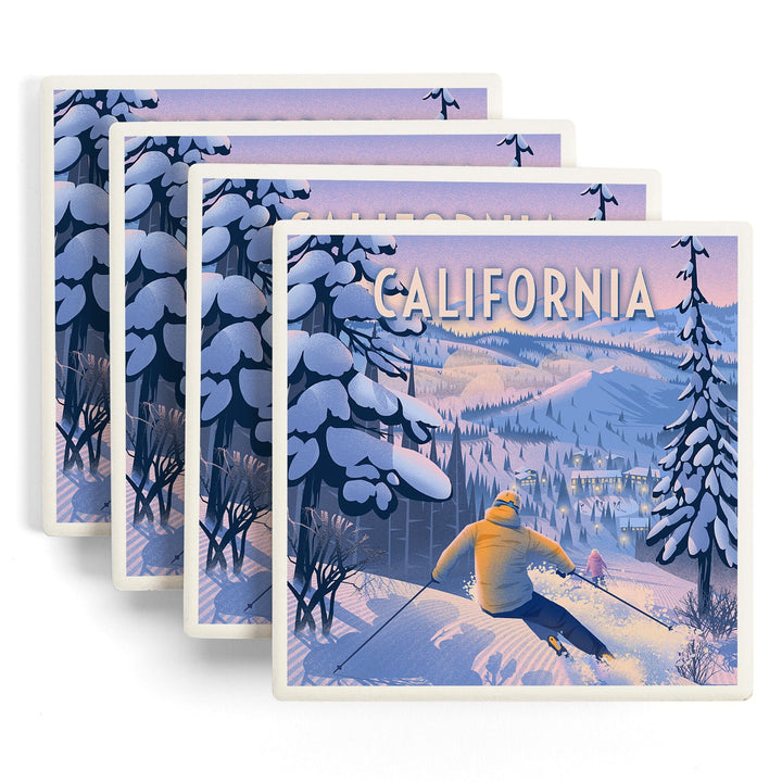 California, Ski for Miles, Skiing, Coasters Coasters Lantern Press 