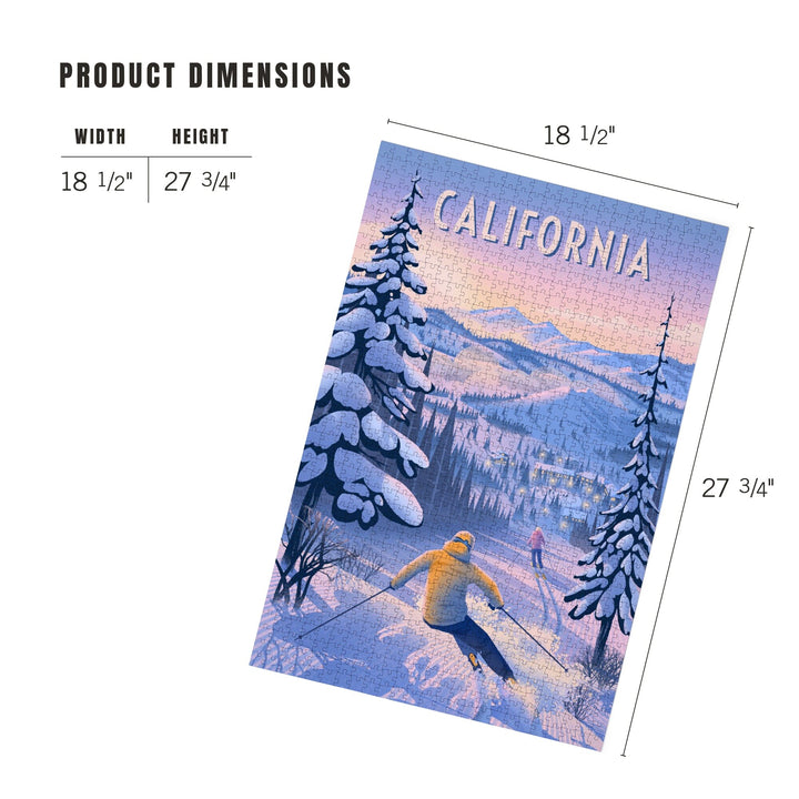 California, Ski for Miles, Skiing, Jigsaw Puzzle Puzzle Lantern Press 