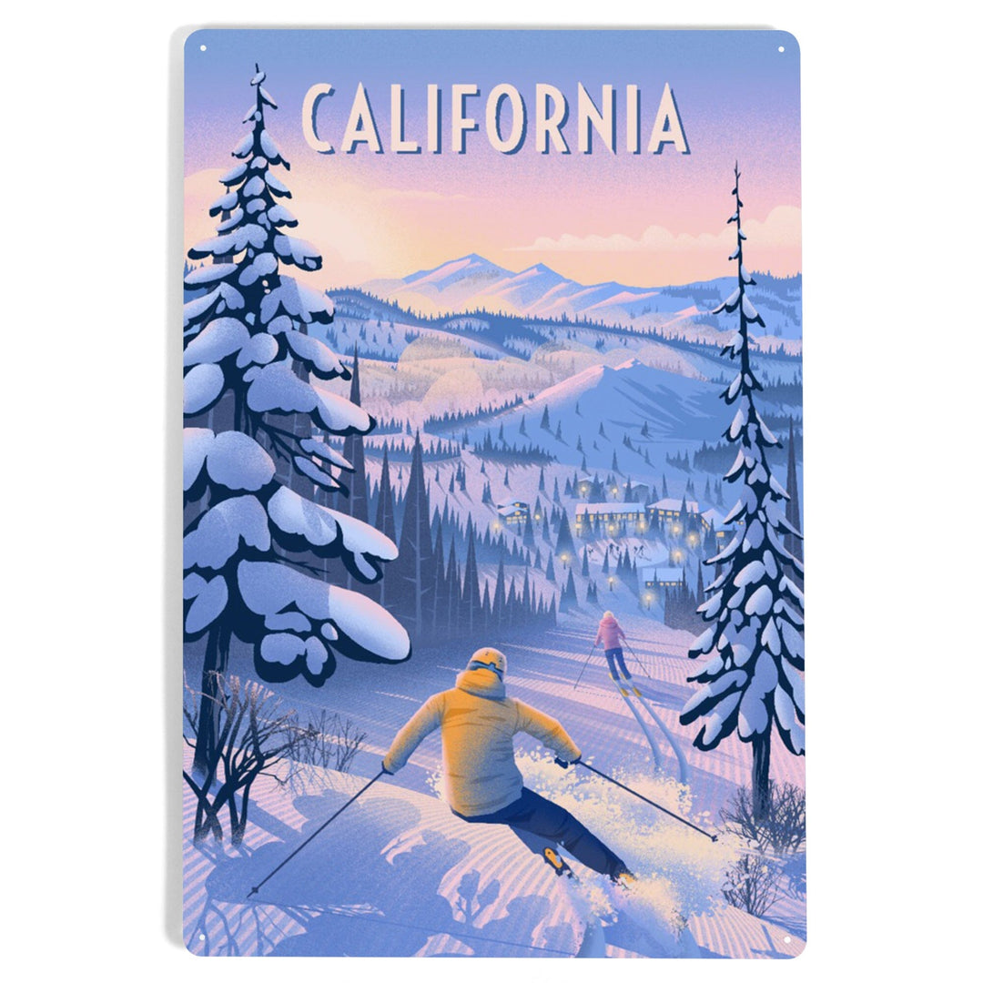 California, Ski for Miles, Skiing, Metal Signs Metal Lantern Press 