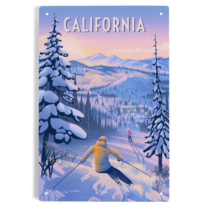 California, Ski for Miles, Skiing, Metal Signs Metal Lantern Press 