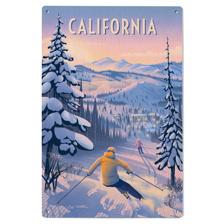 California, Ski for Miles, Skiing, Wood Signs and Postcards Wood Lantern Press 