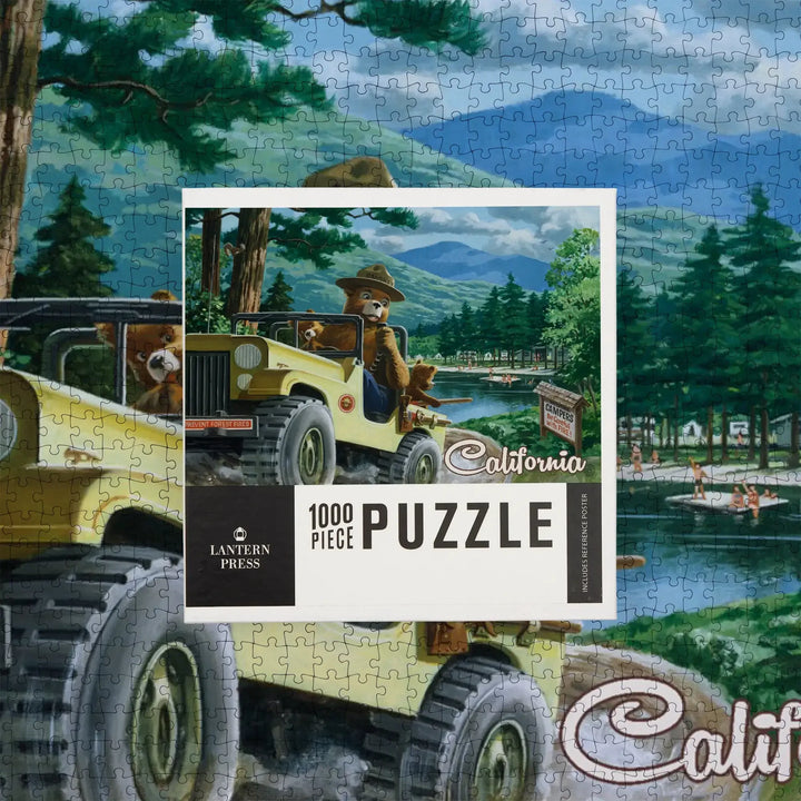 California, Smokey Bear, Leaving in SUV, Vintage Poster, Jigsaw Puzzle Puzzle Lantern Press 