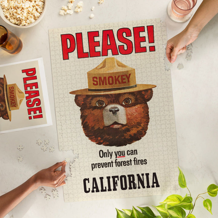 California, Smokey Bear, Only You Can Prevent Forest Fires, Officially Licensed Vintage Poster, Jigsaw Puzzle Puzzle Lantern Press 
