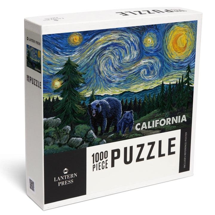 California, Starry Night, Bear and Cub, Jigsaw Puzzle Puzzle Lantern Press 