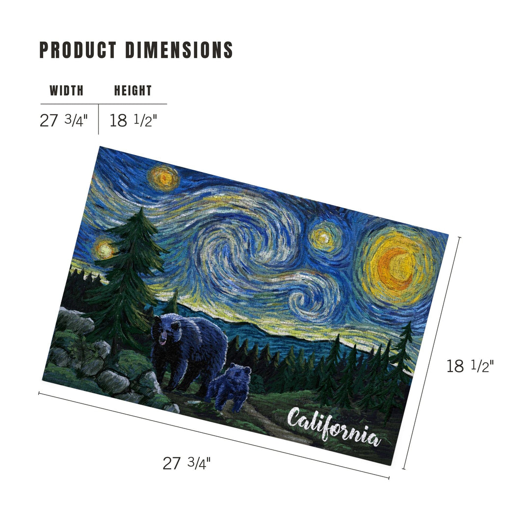 California, Starry Night, Bear and Cub, Jigsaw Puzzle Puzzle Lantern Press 