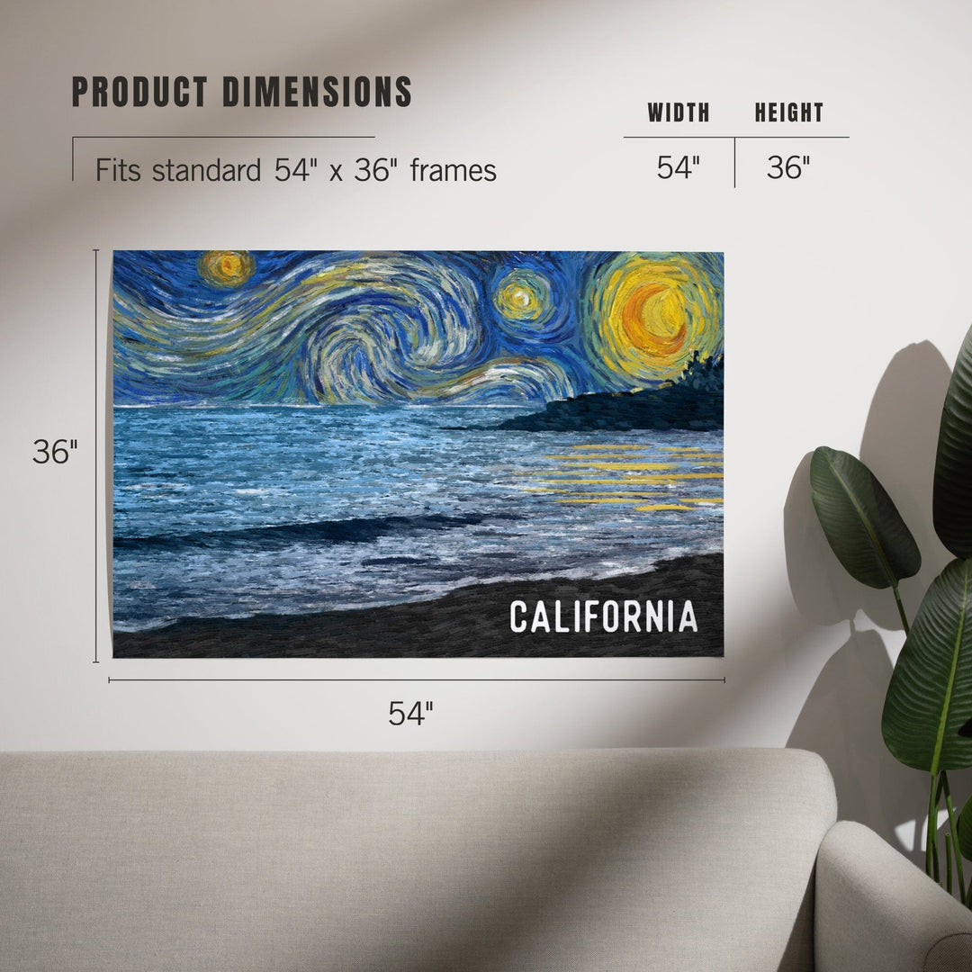 California, Starry Night, Ocean, Art & Giclee Prints Art Lantern Press 