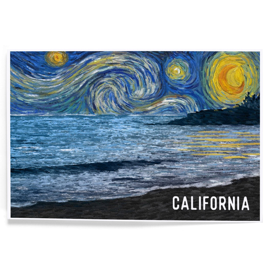 California, Starry Night, Ocean, Art & Giclee Prints Art Lantern Press 