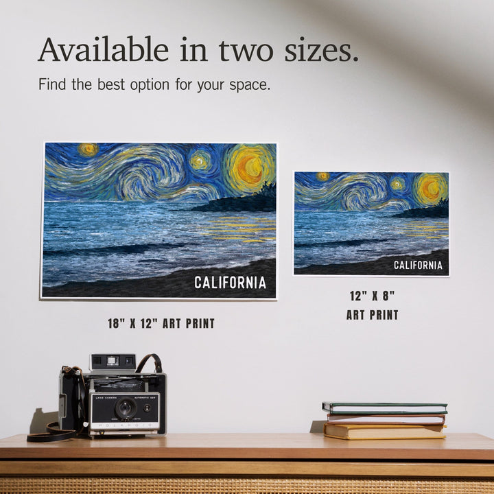 California, Starry Night, Ocean, Art & Giclee Prints Art Lantern Press 