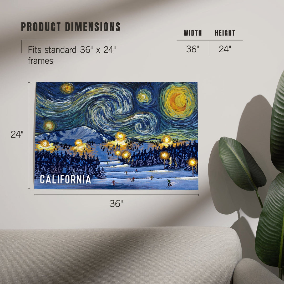 California, Starry Night, Ski Resort, Art & Giclee Prints Art Lantern Press 