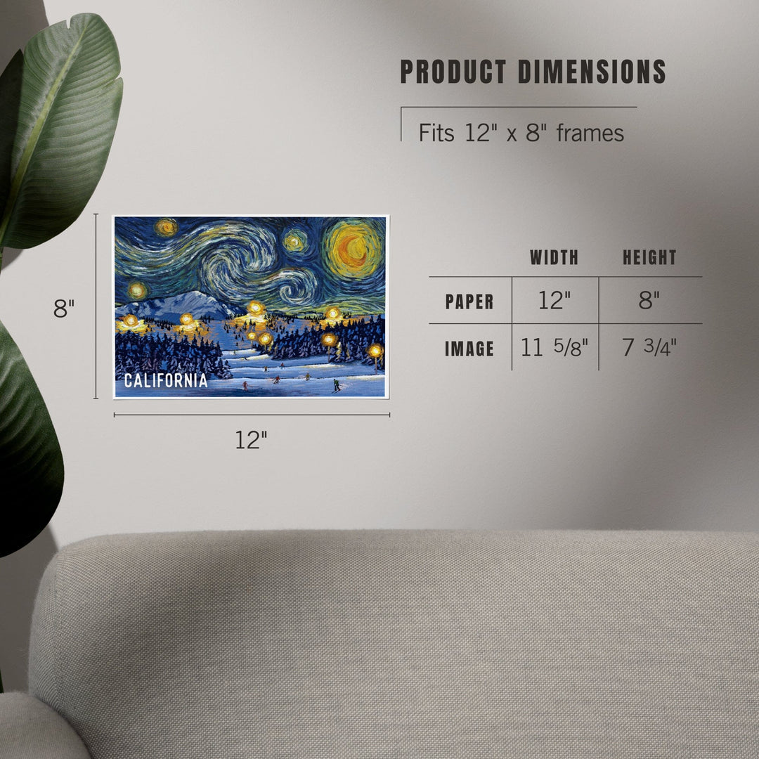 California, Starry Night, Ski Resort, Art & Giclee Prints Art Lantern Press 