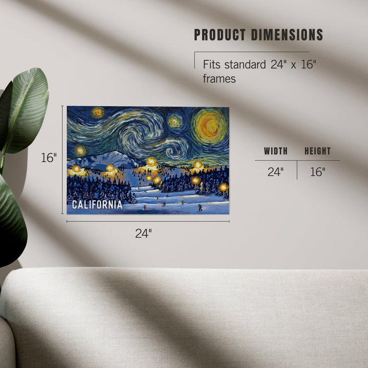 California, Starry Night, Ski Resort, Art & Giclee Prints Art Lantern Press 