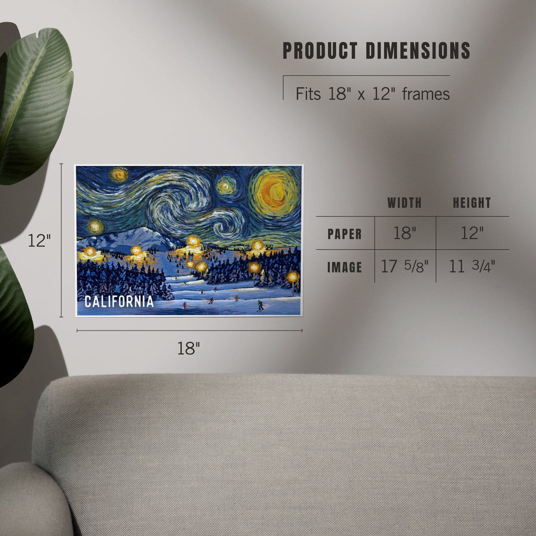 California, Starry Night, Ski Resort, Art & Giclee Prints Art Lantern Press 