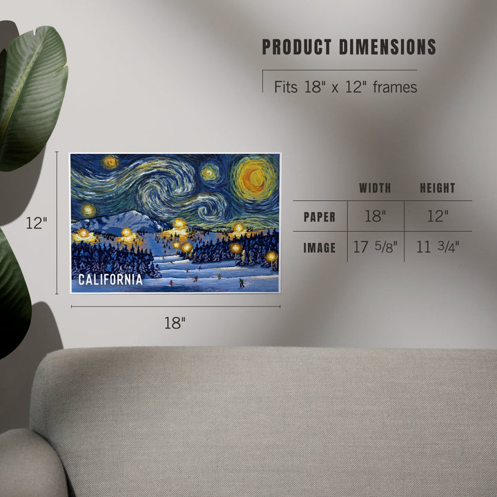 California, Starry Night, Ski Resort, Art & Giclee Prints Art Lantern Press 