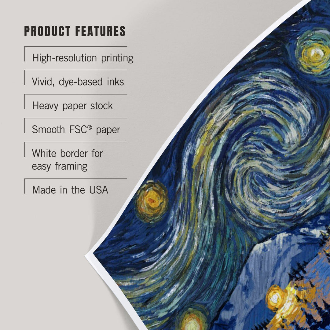 California, Starry Night, Ski Resort, Art & Giclee Prints Art Lantern Press 