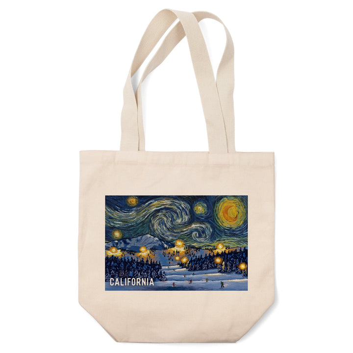 California, Starry Night, Ski Resort, Tote Bag Totes Lantern Press 