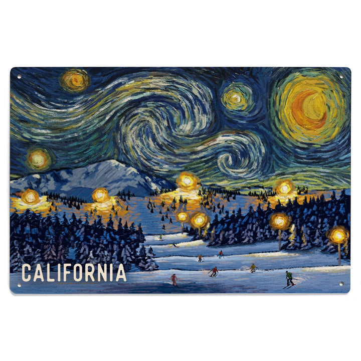 California, Starry Night, Ski Resort, Wood Signs and Postcards Wood Lantern Press 