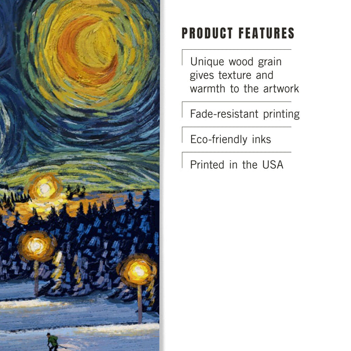 California, Starry Night, Ski Resort, Wood Signs and Postcards Wood Lantern Press 