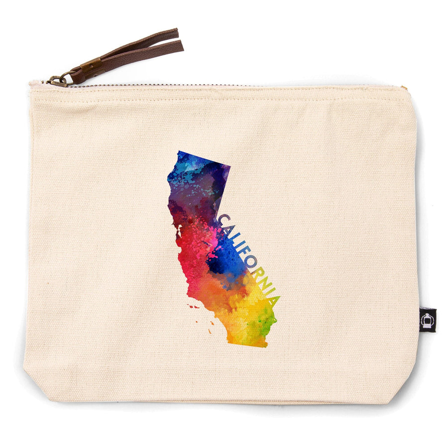 California, State Abstract, Watercolor, Contour, Accessory Go Bag Totes Lantern Press 