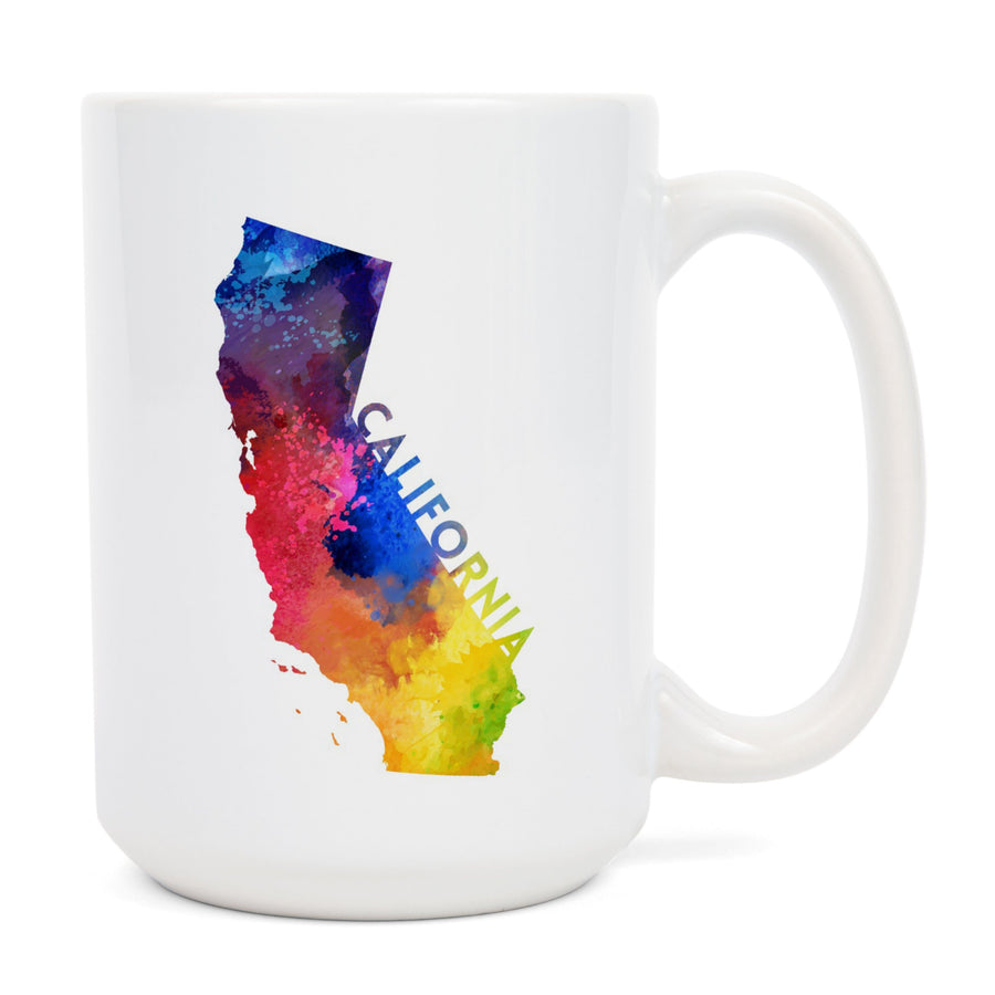 California, State Abstract, Watercolor, Contour, Lantern Press Artwork, Ceramic Mug Mugs Lantern Press 