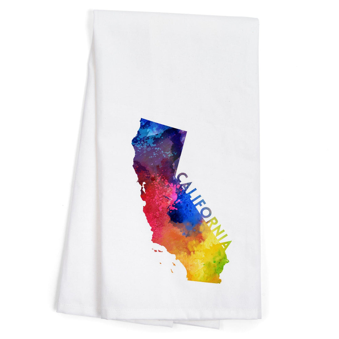 California, State Abstract, Watercolor, Contour, Organic Cotton Kitchen Tea Towels Kitchen Lantern Press 