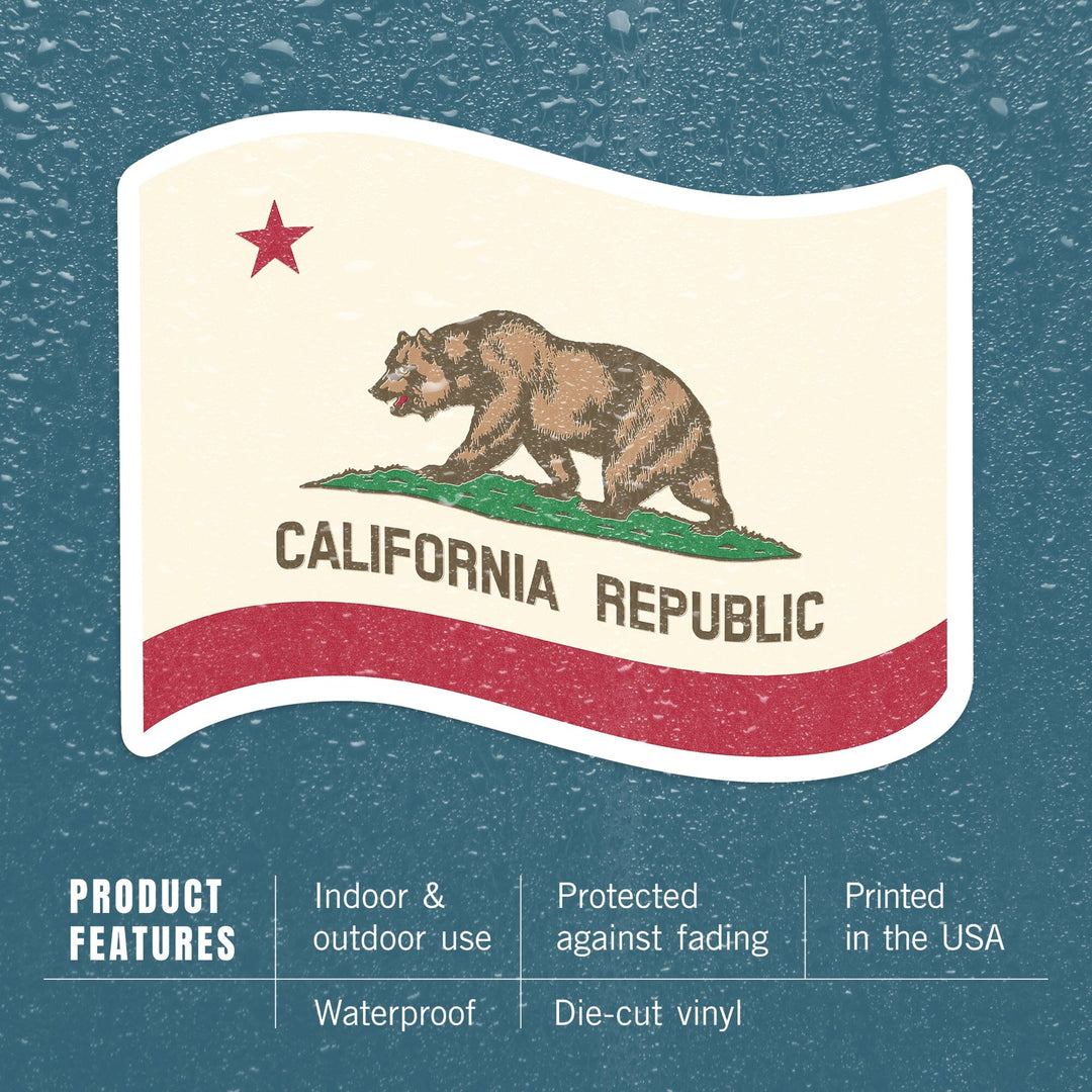 California State Flag, Letterpress, Contour, Vinyl Sticker Sticker Lantern Press 