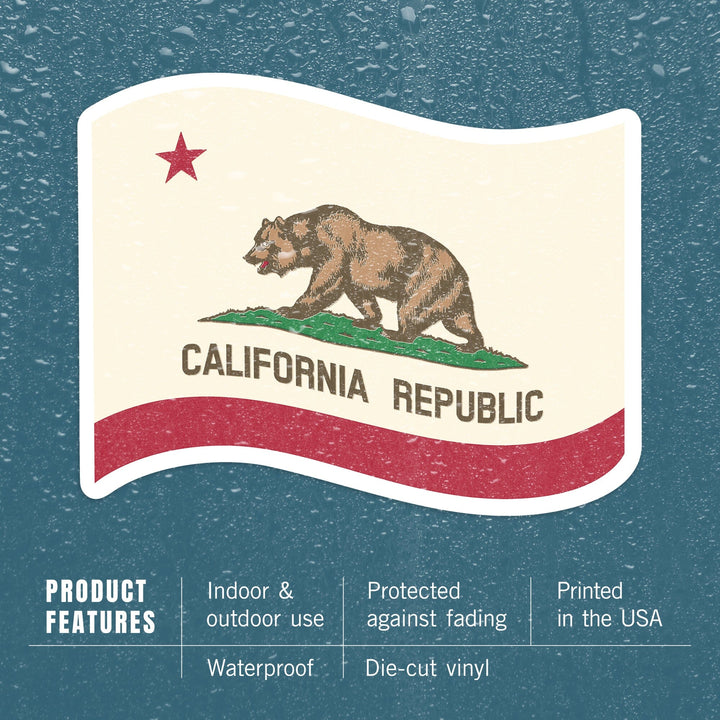 California State Flag, Letterpress, Contour, Vinyl Sticker Sticker Lantern Press 