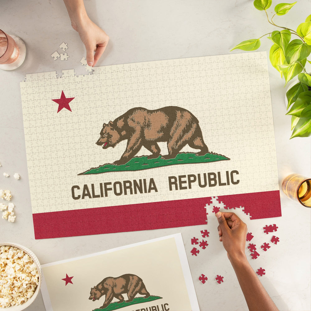 California State Flag, Letterpress, Jigsaw Puzzle Puzzle Lantern Press 