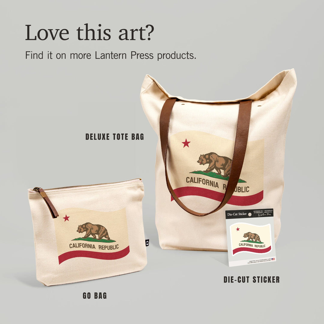 California State Flag, Letterpress,, Organic Cotton Zipper Pouch, Go Bag Totes Lantern Press 
