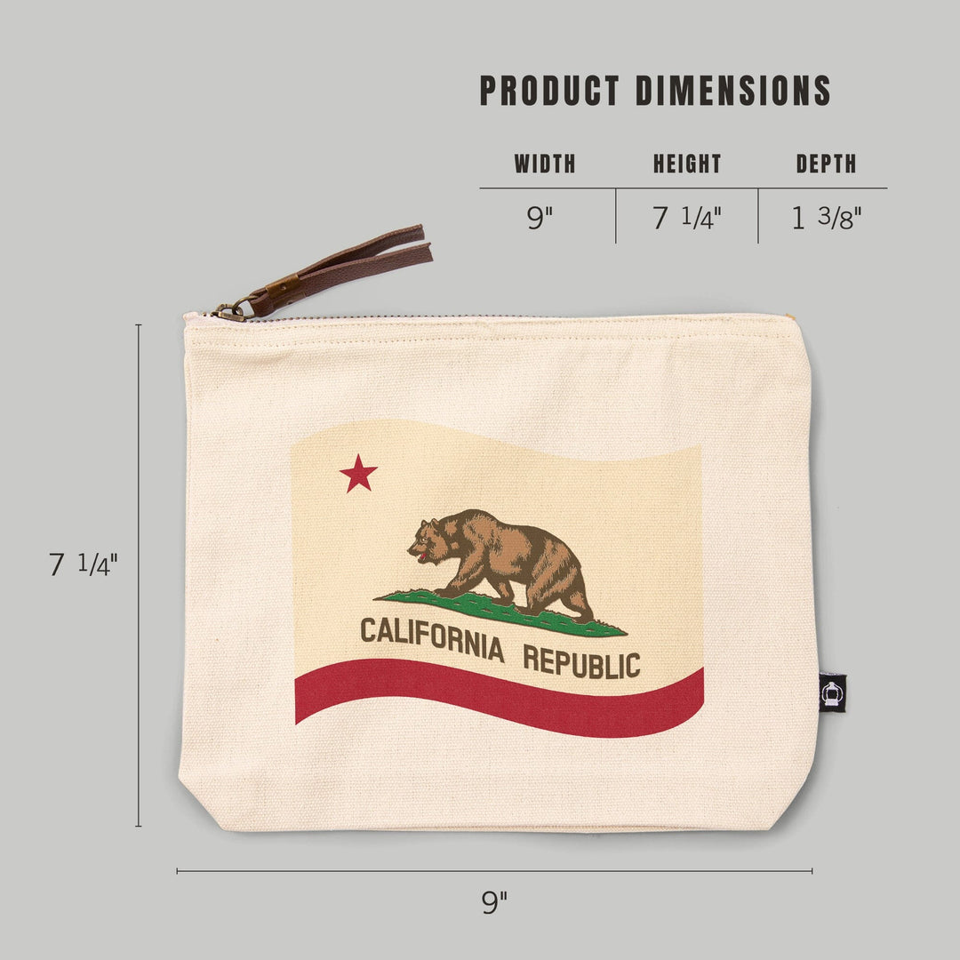 California State Flag, Letterpress,, Organic Cotton Zipper Pouch, Go Bag Totes Lantern Press 