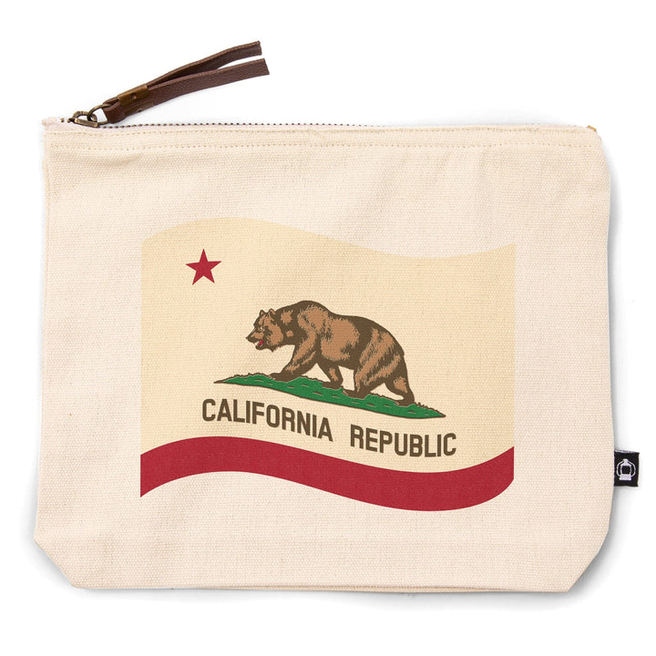 California State Flag, Letterpress,, Organic Cotton Zipper Pouch, Go Bag Totes Lantern Press 