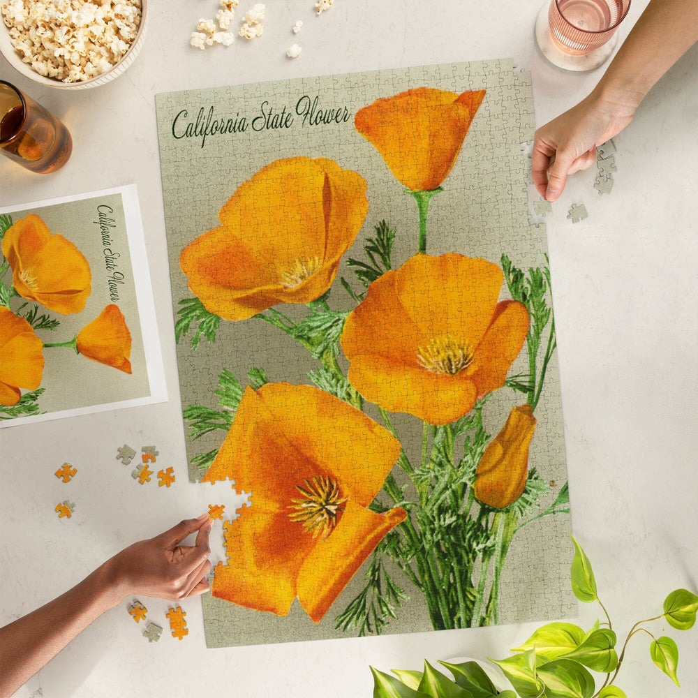 California State Flower, The Californian, Poppy Flowers, Jigsaw Puzzle Puzzle Lantern Press 