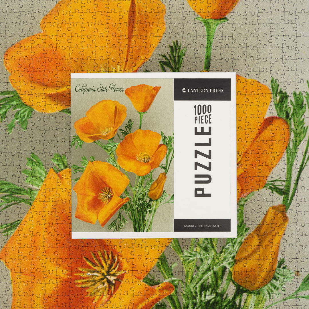California State Flower, The Californian, Poppy Flowers, Jigsaw Puzzle Puzzle Lantern Press 